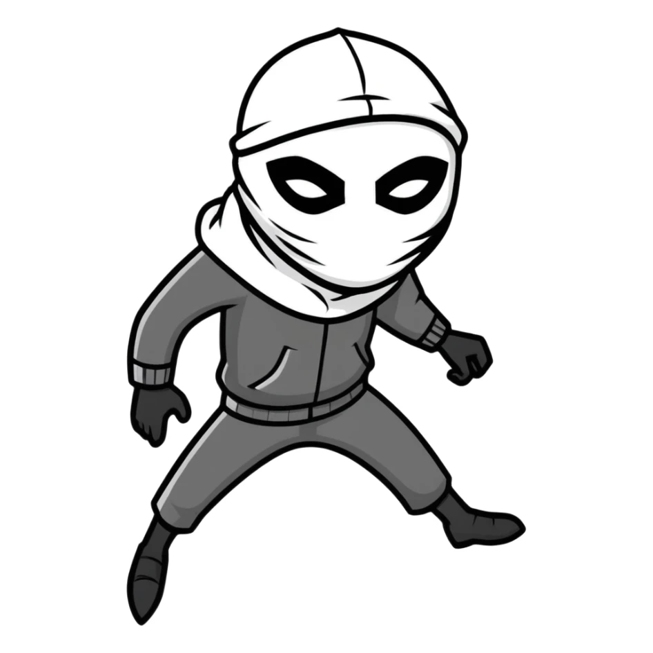 thief with mask in black and white sticker