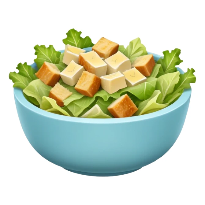 super realistic caesar salad in small light blue bowl sticker