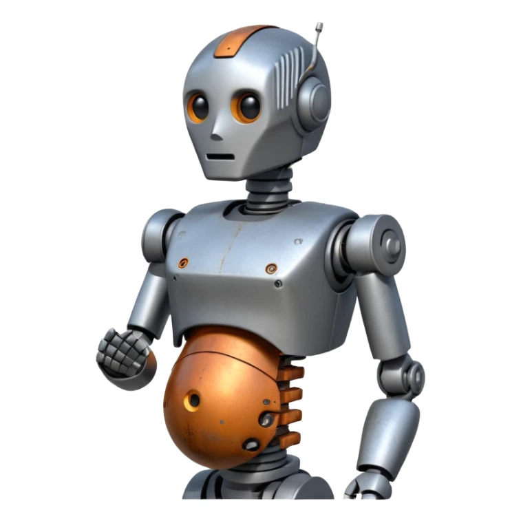 Pregnant male robot emoji. Profile view. Facing left. Square head. sticker