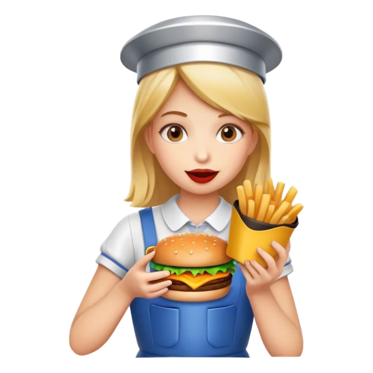 Girl dressed as bin eating burger sticker