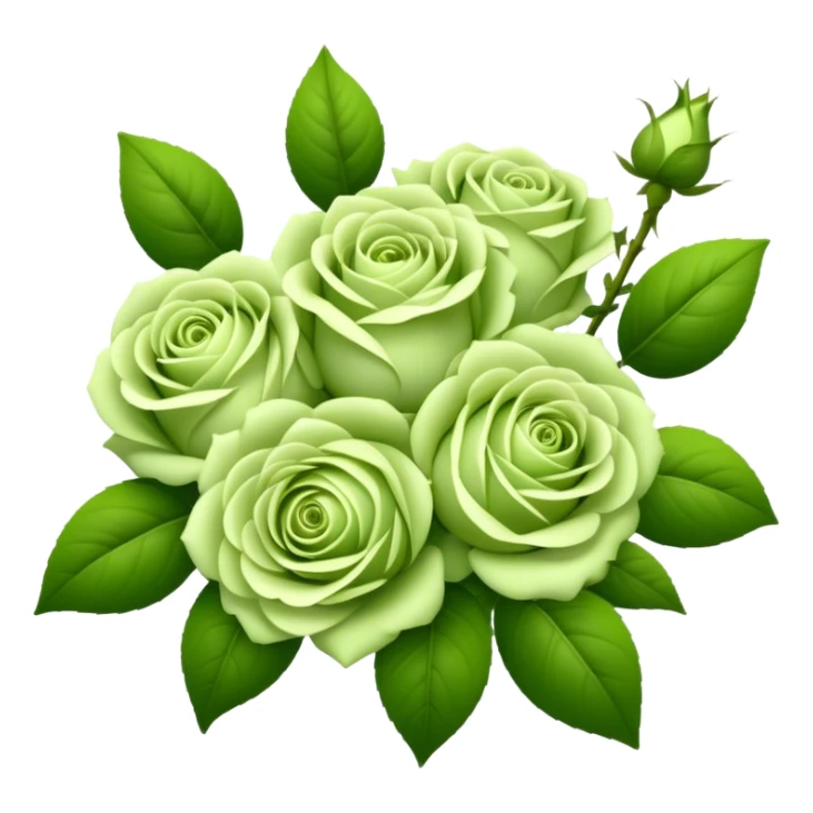 big bouquet Soft Green Tea Rose, luxuriant, leaf, bud sticker