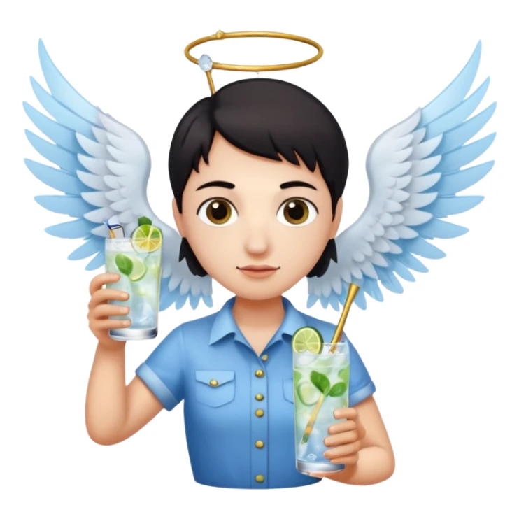 Cupis (with wings and hiss love arrows, holding gin tonic sticker