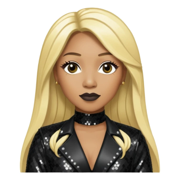 Lelee from SWV with long blonde hair, black sequin outfit sticker