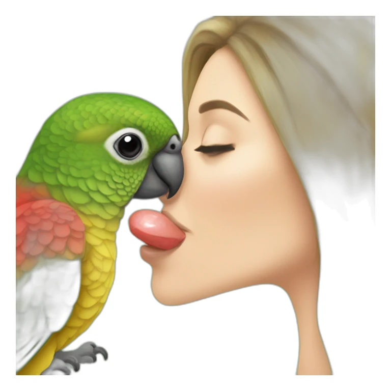 Green cheek conure kissing woman sticker