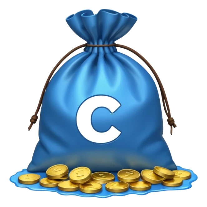 bag of blue coins sticker