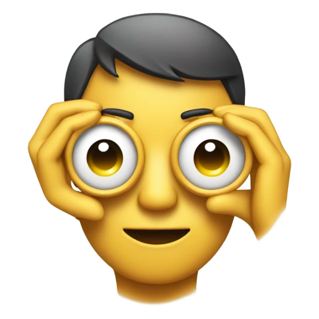An emoji making a gesture by forming circles with both thumbs and index fingers, placing them around the eyes like binoculars sticker