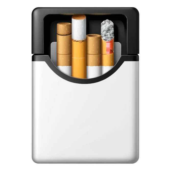 Minimalistic cigarette pack emoji, metallic black and white sticker