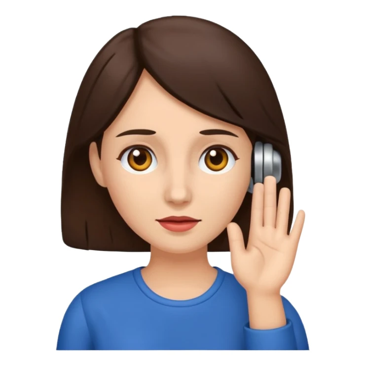 brunette woman with hearing impairment sticker