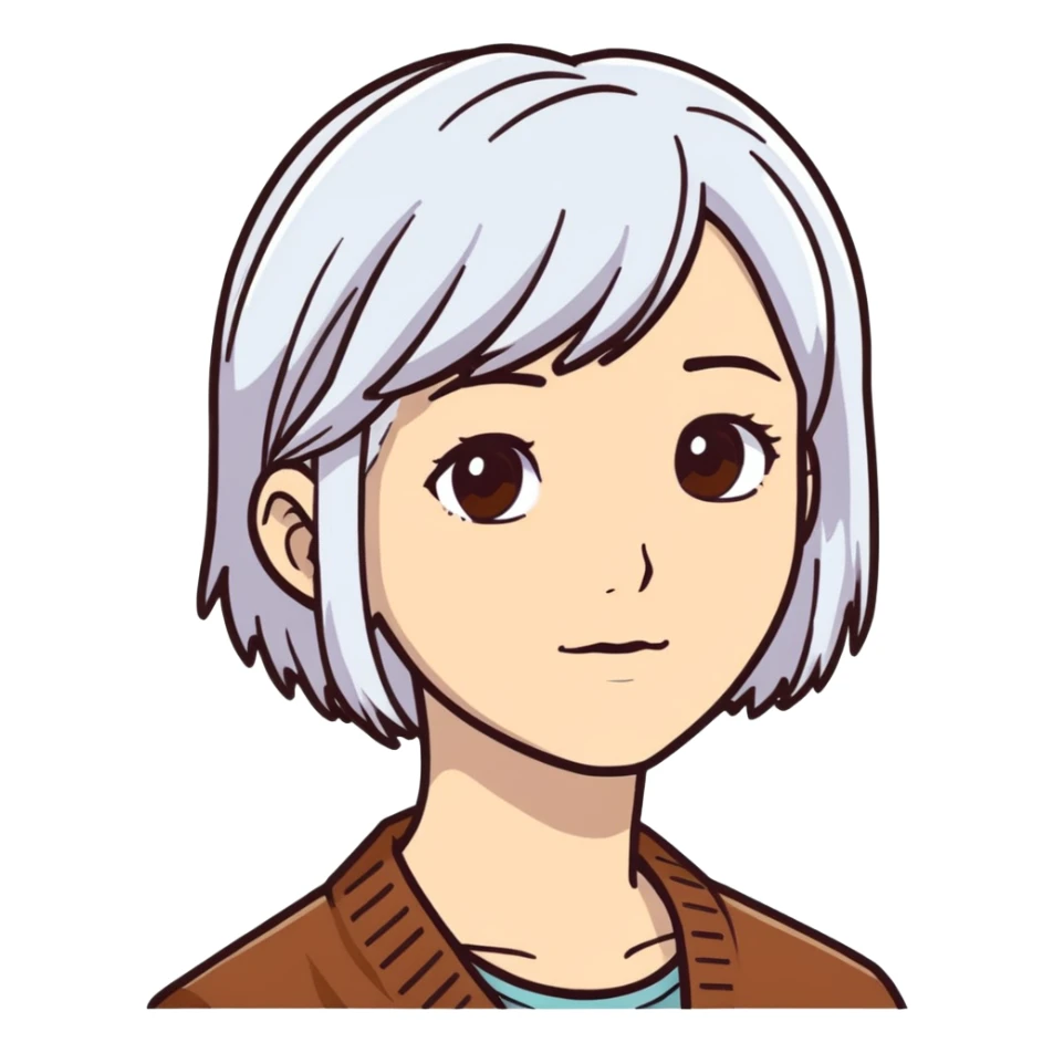 Mulher cabelo branca olhos castanhos e cabelo castanho sticker