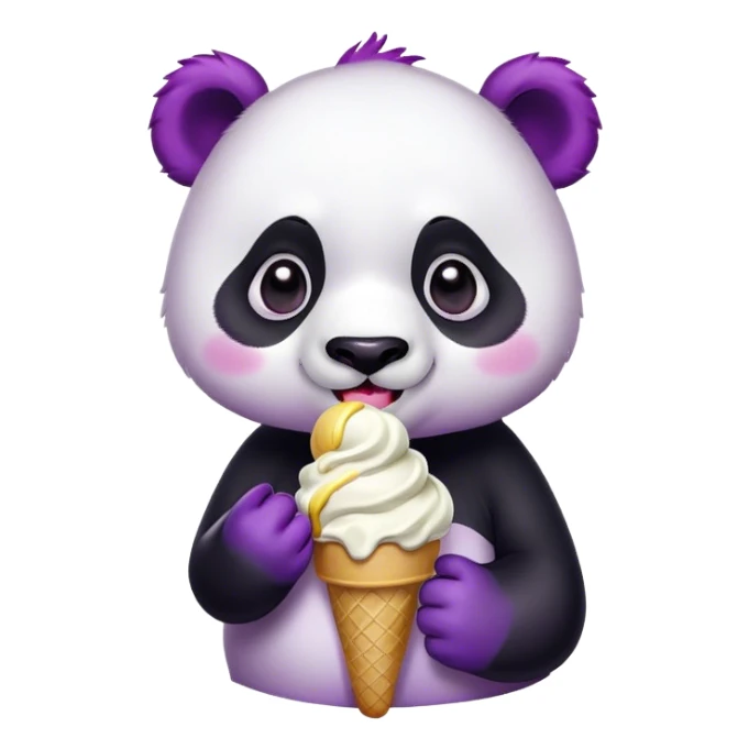 Panda with violett Hair eating ice cream sticker