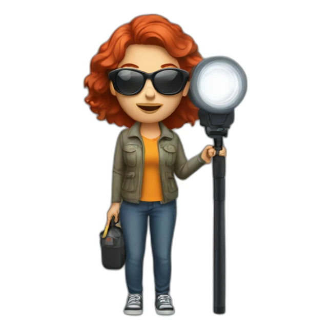 woman-with-red-hair-sunglasses-and-flashlight sticker