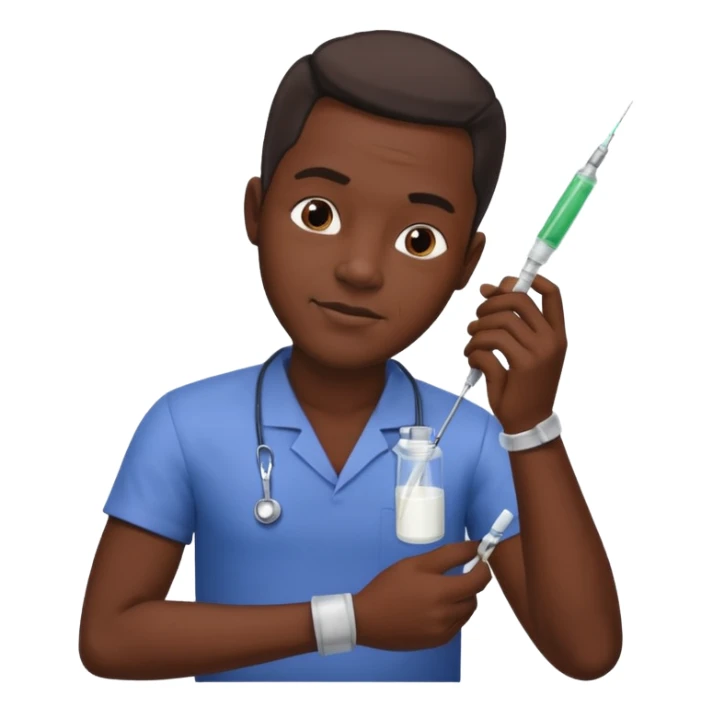 African man putting needle in his arm for medicine reason  sticker