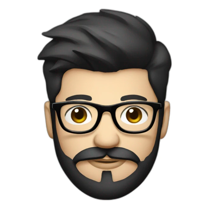 Hipster with black hair, beard and glasses drinking cappuccino   sticker