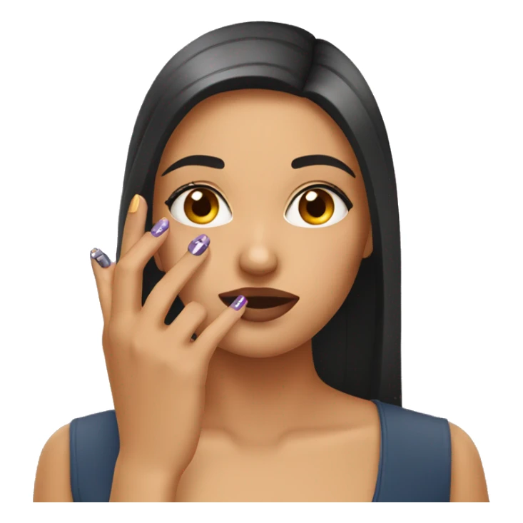 girl looking at nails  sticker