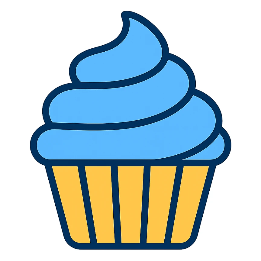 Change the icing to blue, keep the color outline icon style. sticker