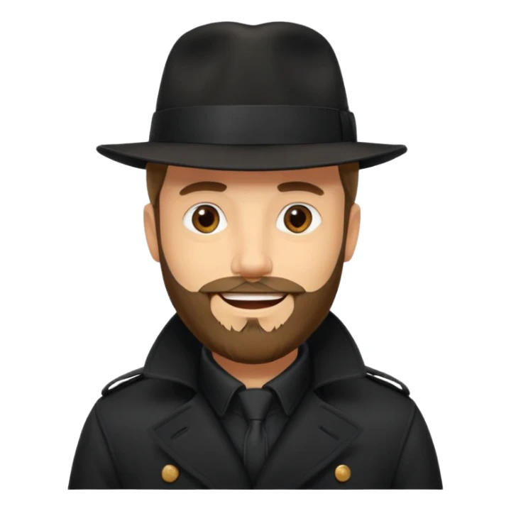 bearded man in black in black trenchcoat  sticker