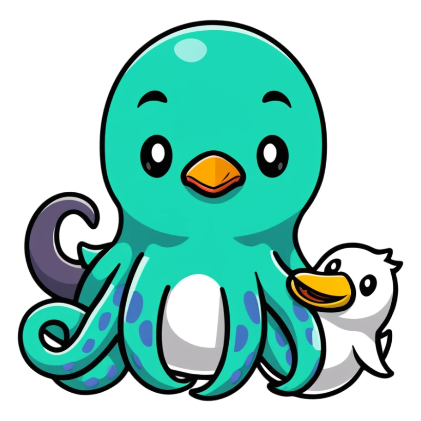 An octopus with penguin body and duck head sticker