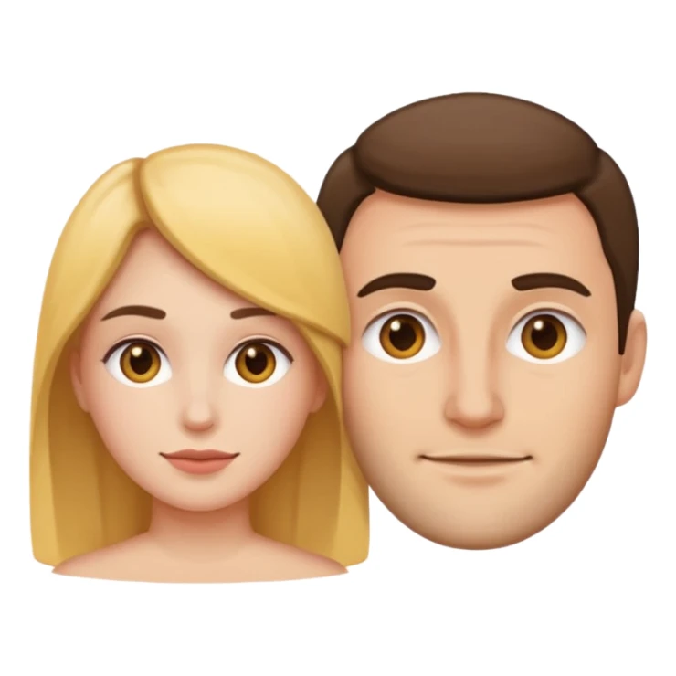 woman in front, man behind her, simple and clear emoji style sticker