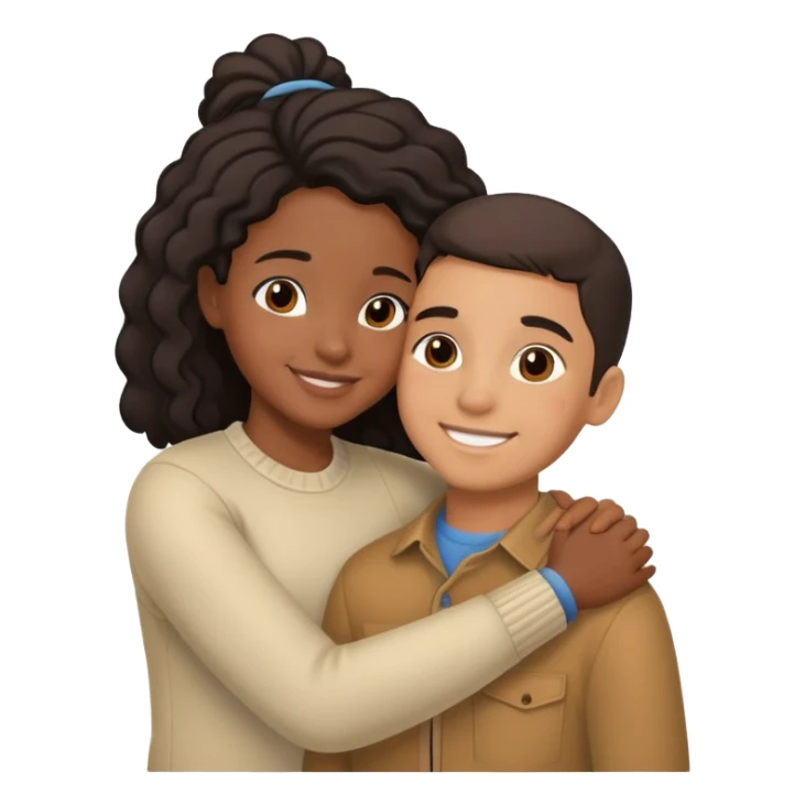 black girl and hispanic boyhugging couple sticker