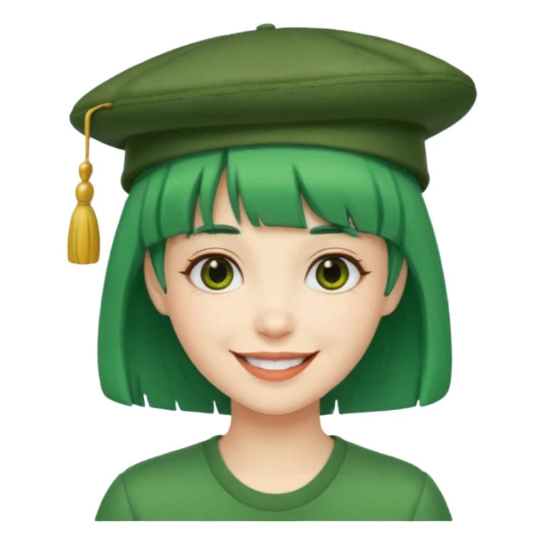bangs and hat green hair very happy  sticker