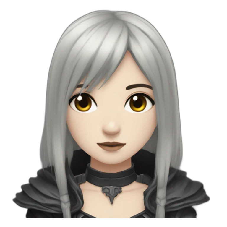 goth,girl,ash color hair,dark-souls,long,adorable sticker