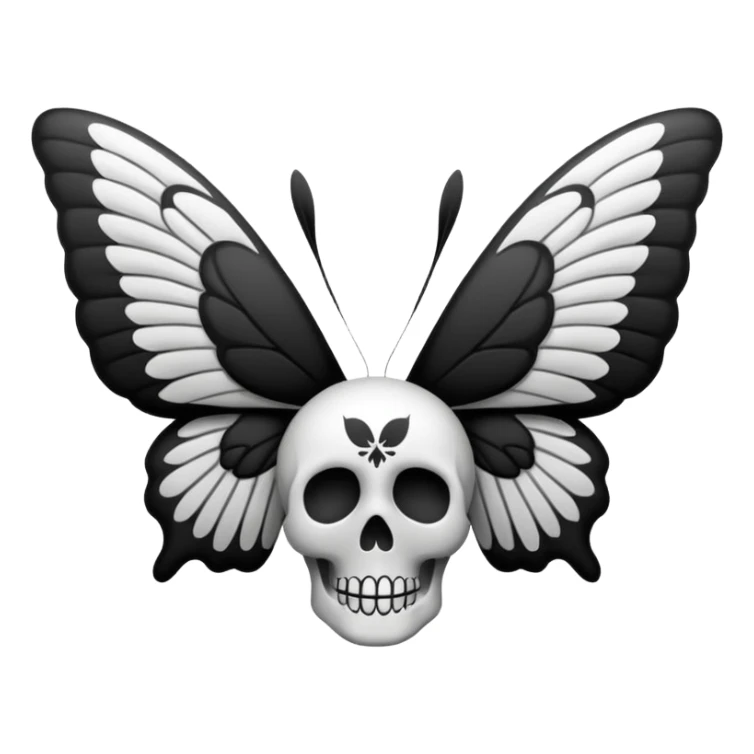 crea un emoji de una mariposa / polilla de la muerte pero que la calavera esté en las alas  sticker