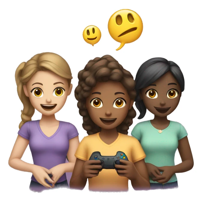 3 girls playing video game sticker