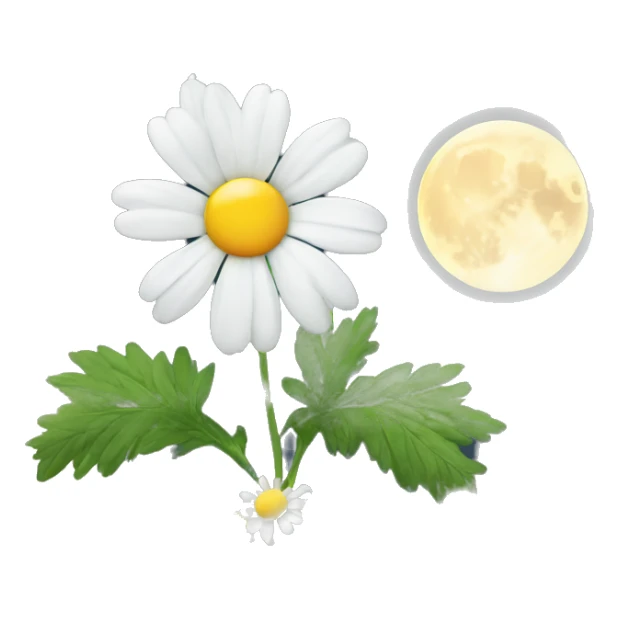 a white camomile with the Moon in the middle of it  sticker