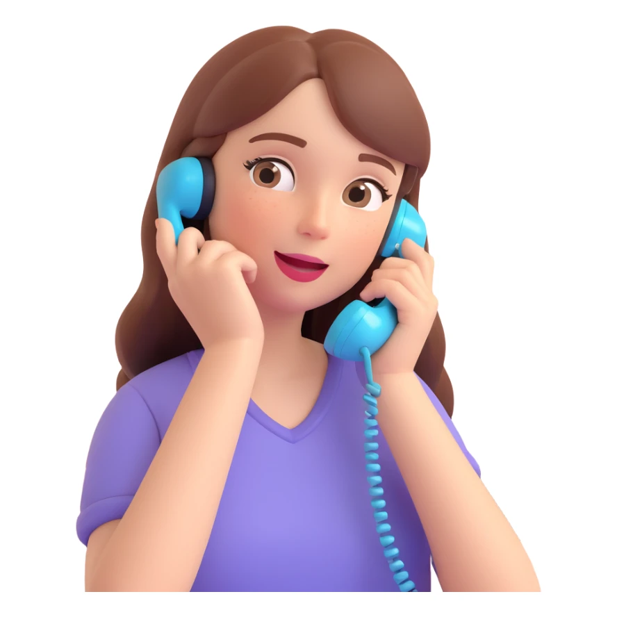 girl talking on phone bedroom background, close up pose sticker