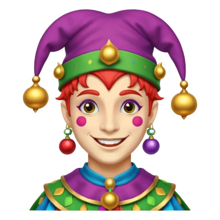 Royal Jester – Smiling trickster with colorful hat and bells sticker