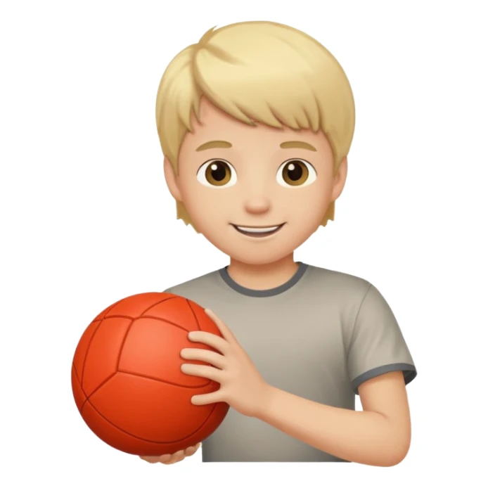 a son with blond hair playing a ball  sticker