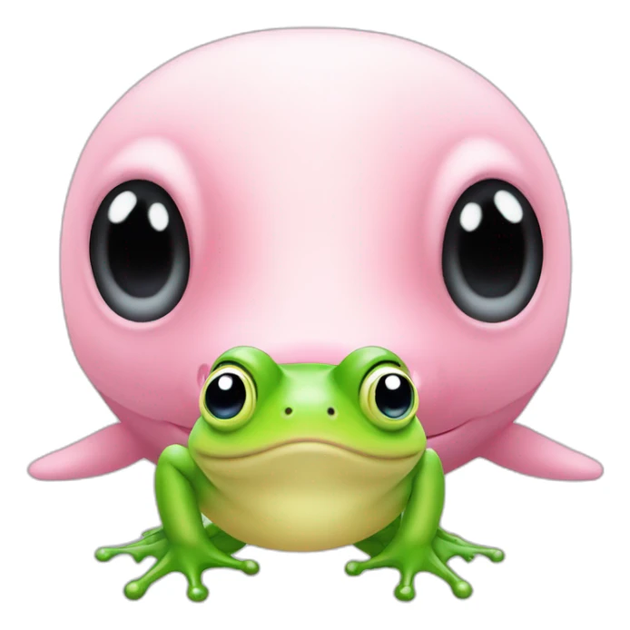 Pink beluga whale with the face of a frog sticker