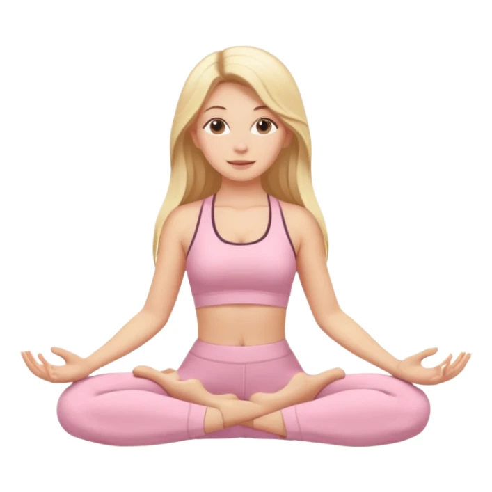 White girl with long blonde hair doing yoga light pink set sticker