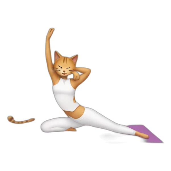 Cartoon art, stretching, cat, yoga sticker