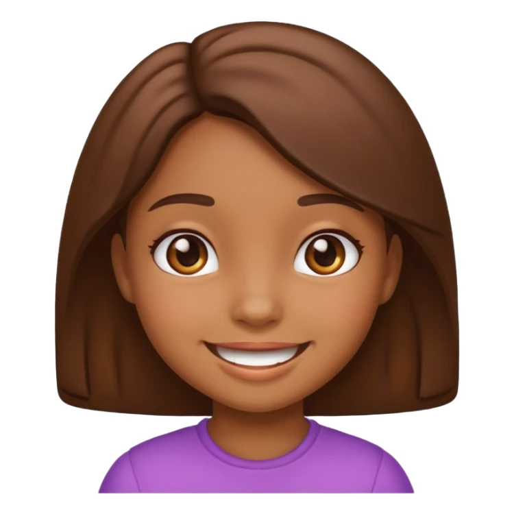 Cute girl kid emoji brown sticker