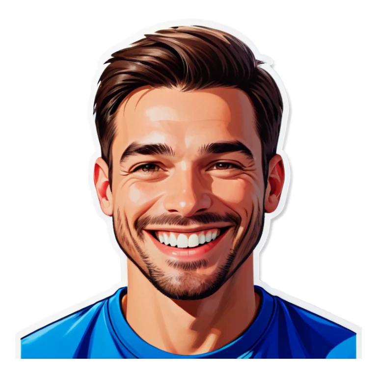 male portrait indoors with smile sticker