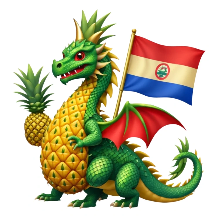 Dragon with the flag of costa rica and a pineapple sticker