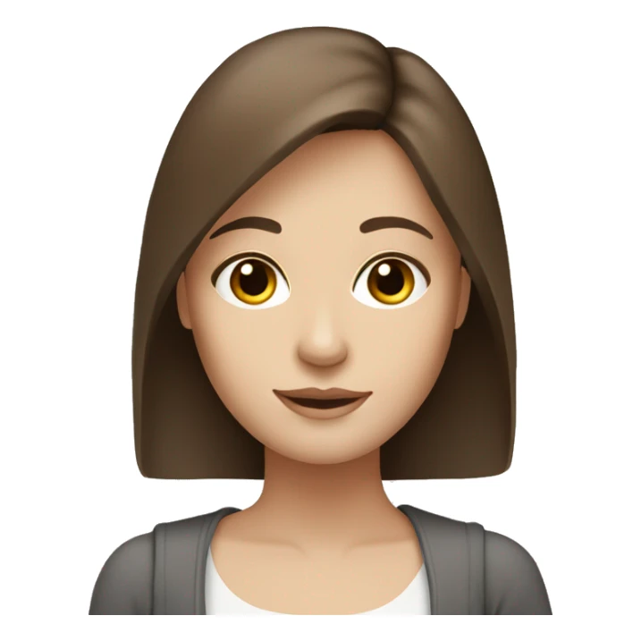 medium straight brown hair, white skin, woman, brown eyes, creatve sticker