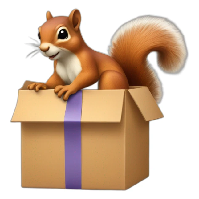 a squirrel holds a box with a ribbon in its paws sticker