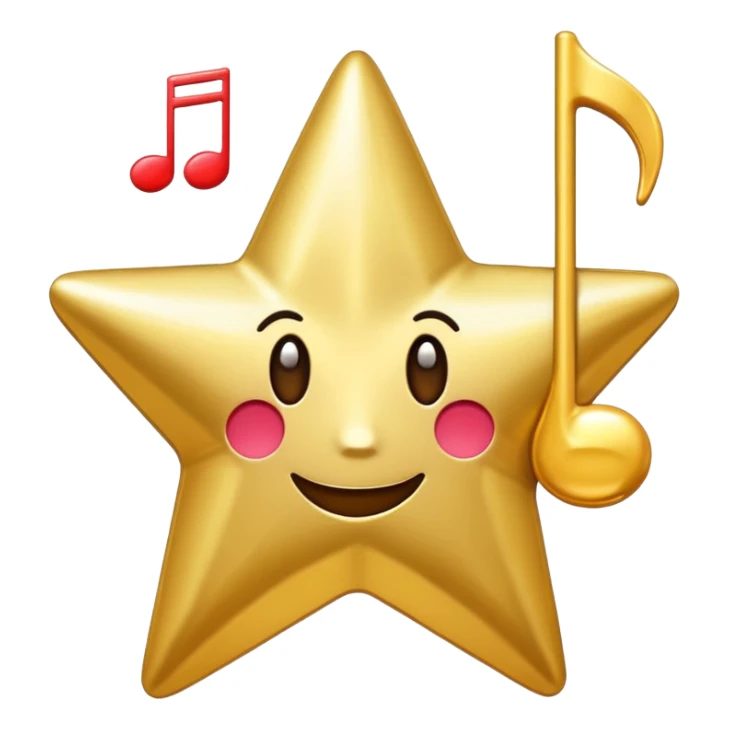 star and music note, inspired by album art, apple emoji style sticker