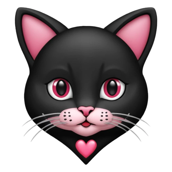 een zwarte kat met een hartje naast zijn hoofd sticker