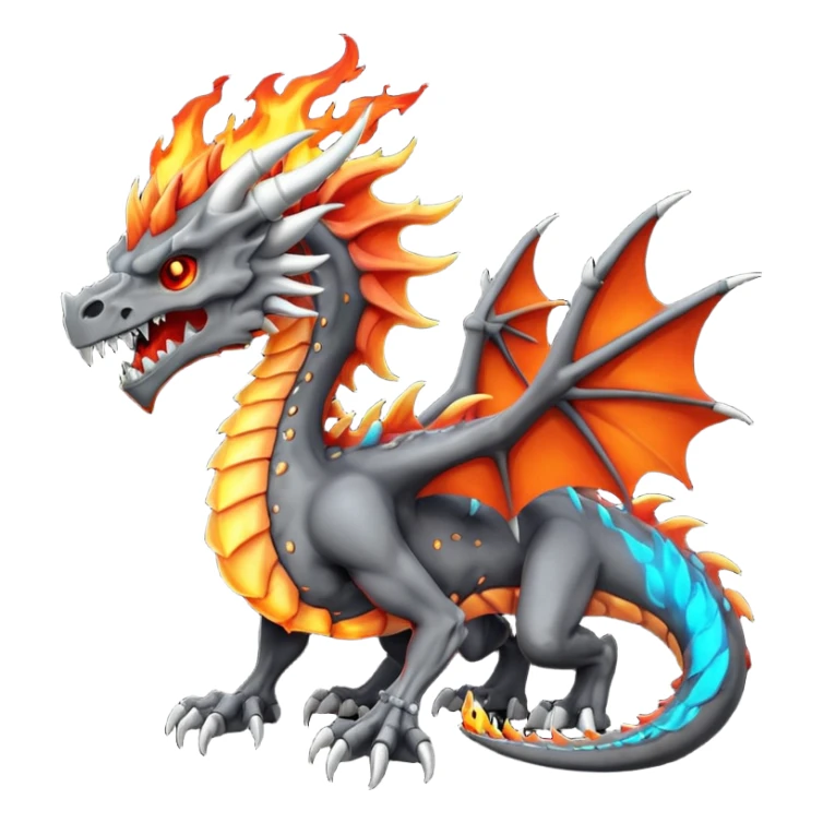 Skeletal Fiery Volcanic Cubone-Salandit-Marowak-Duskull-dragon with a flame-mane-Mohawk sticker