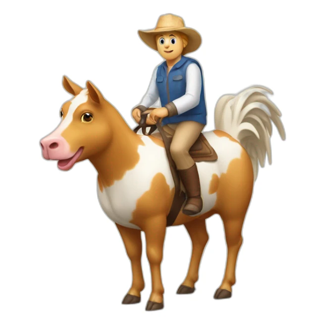 Une poule sur une vache sur un cochons sticker