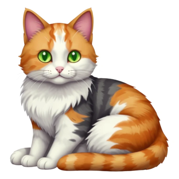 full body large dark grey and white cat cuddling a colourful light patched calico + white tabby cat  sticker