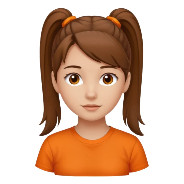 brown hair girl with ponytail and orange shirt older sticker