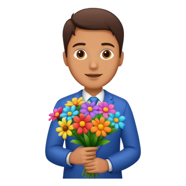 man flower-holding person bouqet sticker