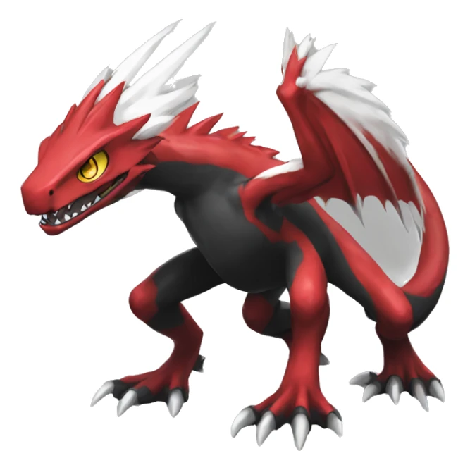  Cool Edgy Black Red White Digimon-Fakemon-Reptile full body sticker