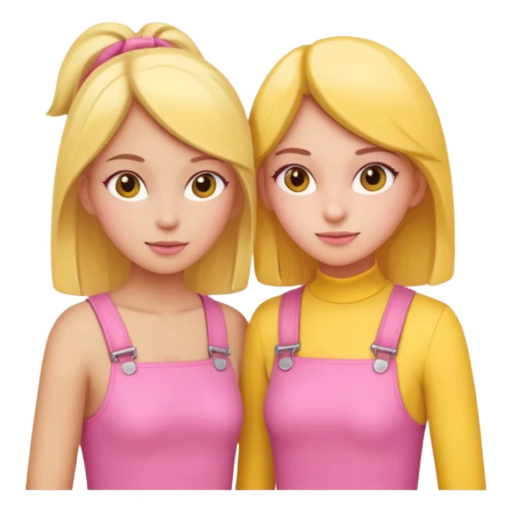 Two girl friends in pink and yellow are supporting each other sticker