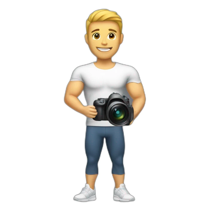 personal trainer male with a camera in front of him sticker