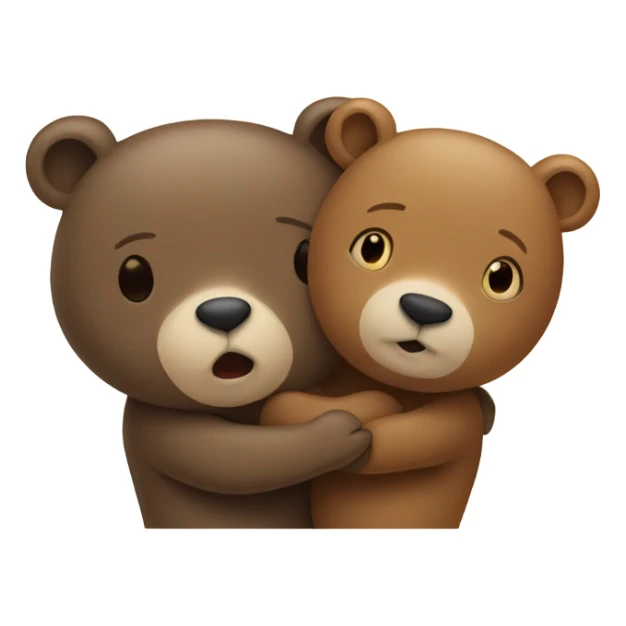Two bears hugging, one is smaller than the other around theme are herats. sticker